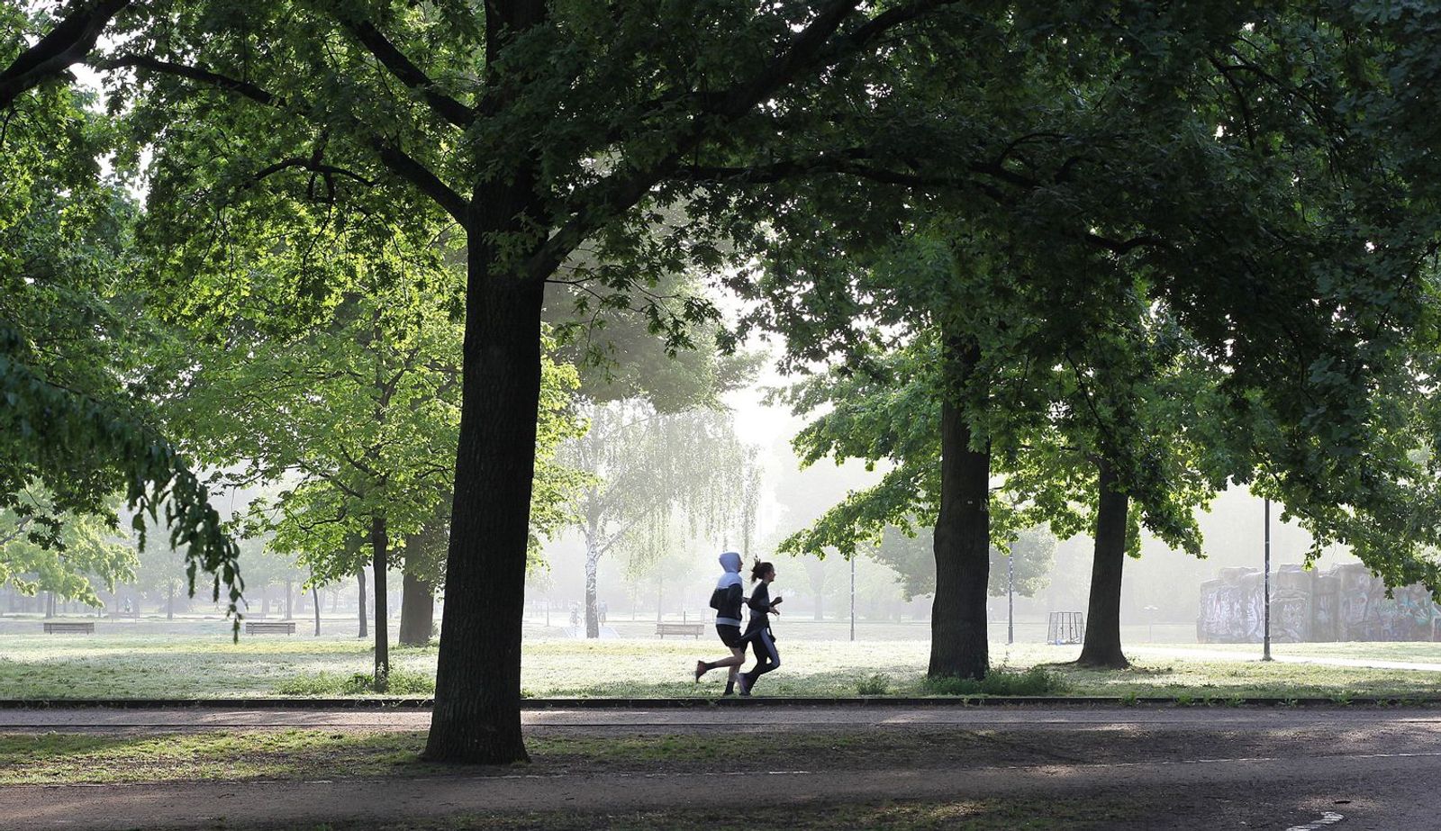 Zwei Jogger im Park