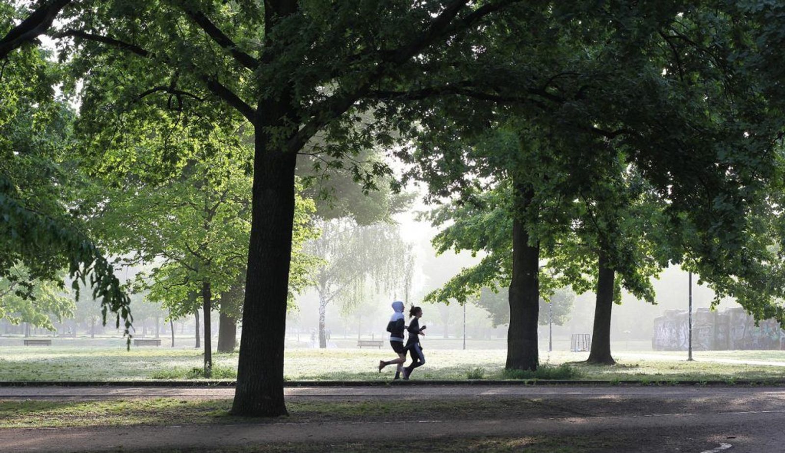 Zwei Jogger im Park